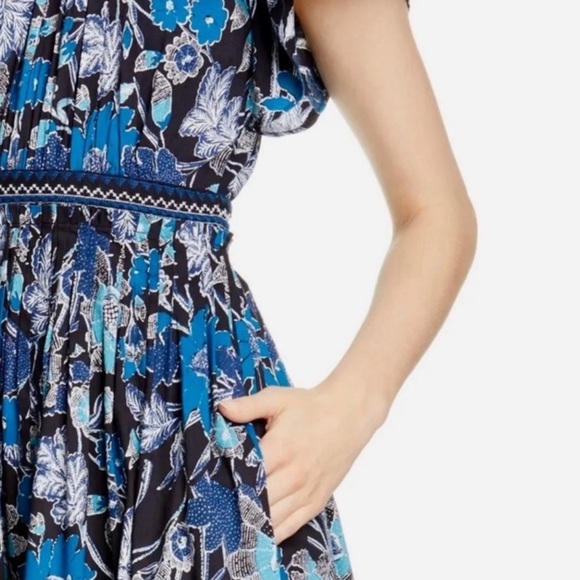 Ulla Johnson Lottie Midi Voile Dress | Lapis Blue Floral | Size 2 - Picture 5 of 16